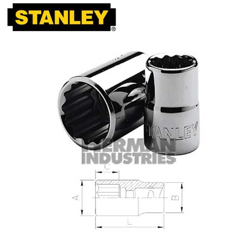 STANLEY Socket Standard 3/8" Drive 12 Point 10 mm Model 86-345-1-23